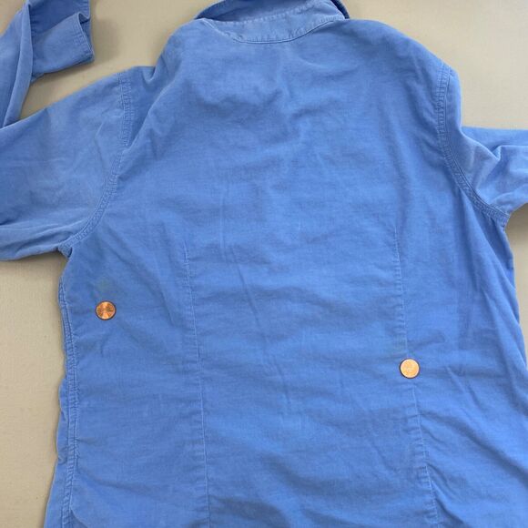 Vintage Talbots Corduroy Button Up Top Medium Blue Pin Tuck Pleat Fine Wale Y2K - Picture 12 of 13